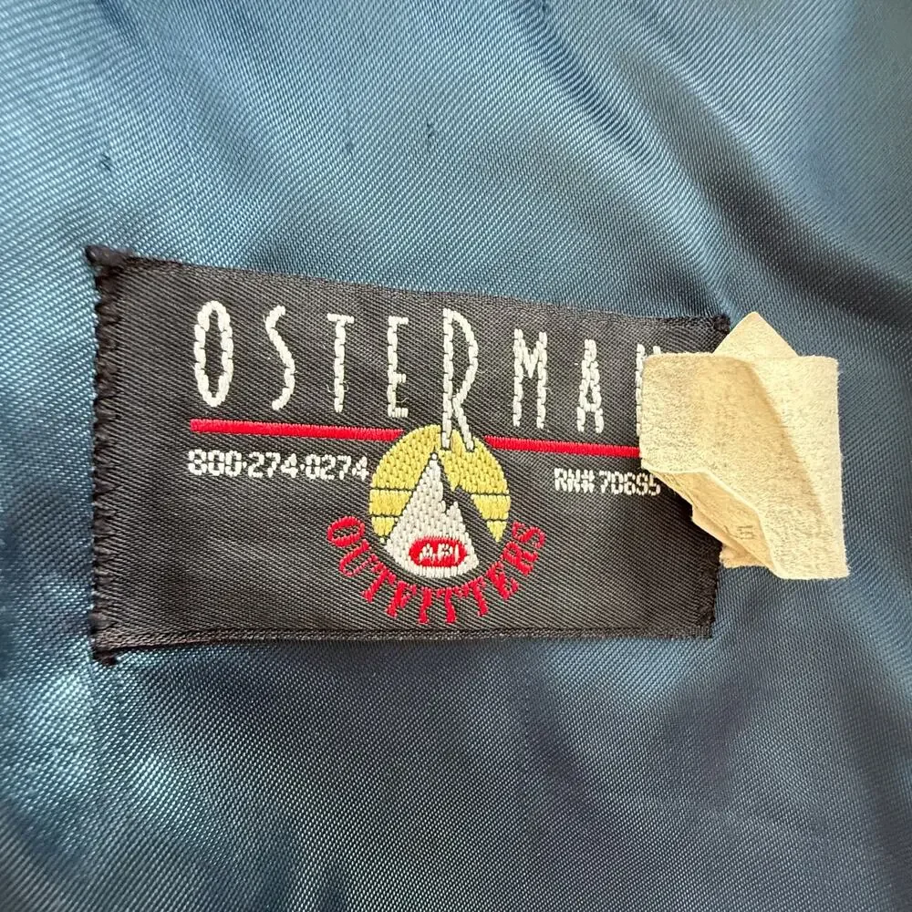 Osterman Tide Racing Letterman Jacket Mens sz L Navy Blue Leather Indie Nascar